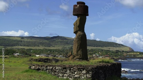 Easter Island Moai statues on a bright sunny day