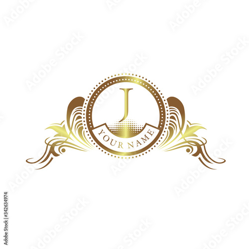 Luxury Logo template premium elegant ornament lines. Business sign, identity for Restaurant, Royalty, Boutique, Cafe, Hotel, Heraldic, Jewelry, Fashion and other vector illustration white golden color