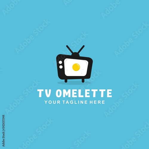 Tv omelette with flat style logo design