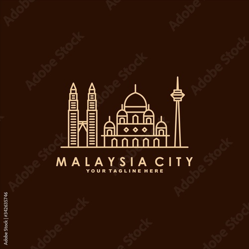 Malaysia city line art logo design