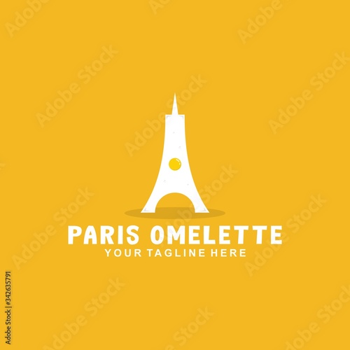 Paris omelette flat logo design template