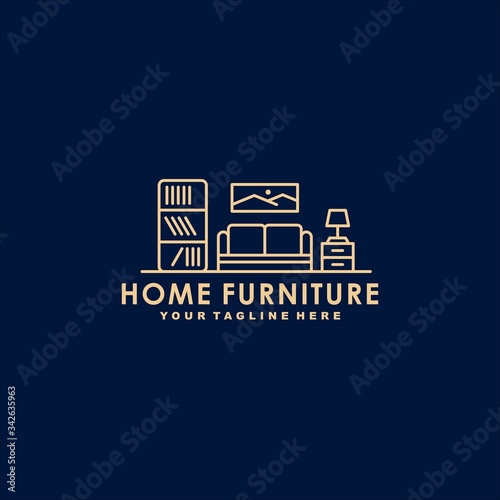 Home furniture outline logo design template