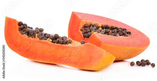 papaya healthy fresh fruit from nature isolated on a white background.