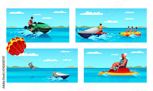 Extreme water amusement on summer vacation set