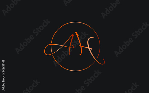 AH or HA and A, H Uppercase Cursive Letter Initial Logo Design, Vector Template