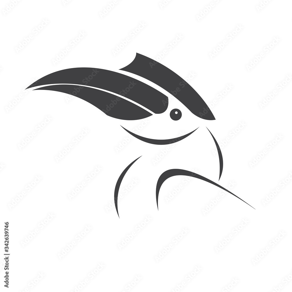 Fototapeta premium Vector of hornbill Black design. Wild Animal. Bird. Easy editable layered vector illustration. on white background