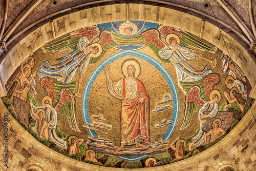 Murais de parede judgment day, a mosaic in the Lund Cathedral