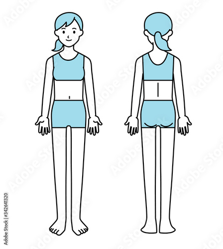 女性 全身 人体（ビキニ ポニーテール）