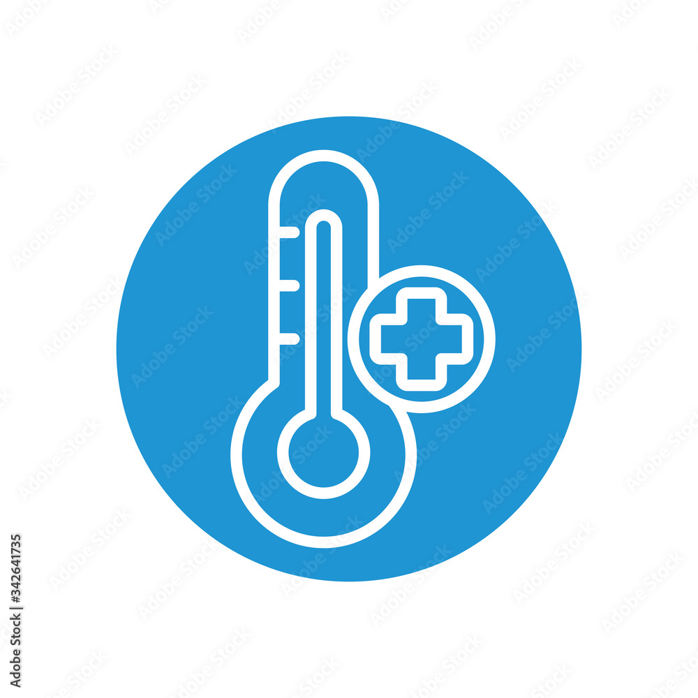 temperature thermometer icon, line block style