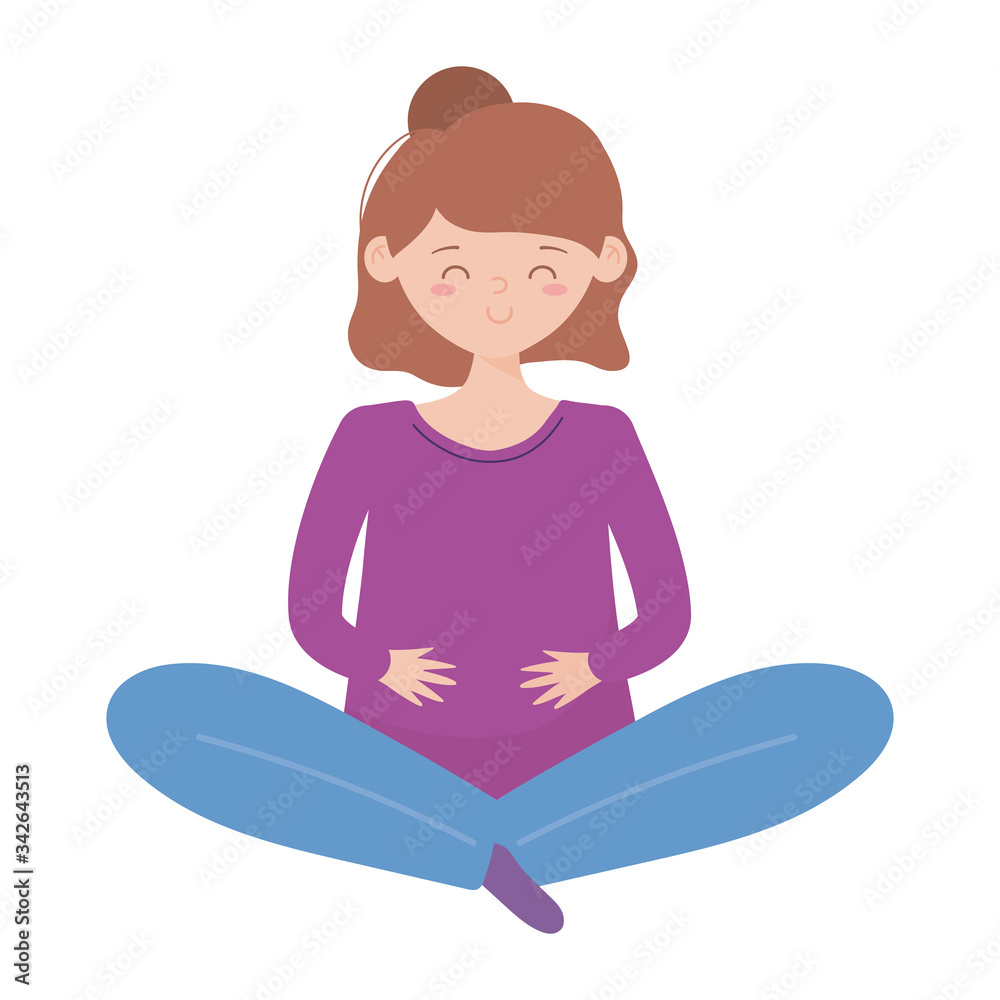 stay at home, pregnant woman yoga lotus pose meditation