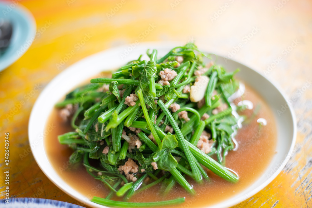 Chayote leaves in Oyster sauce. Chayote leaves in Oyster sauce.