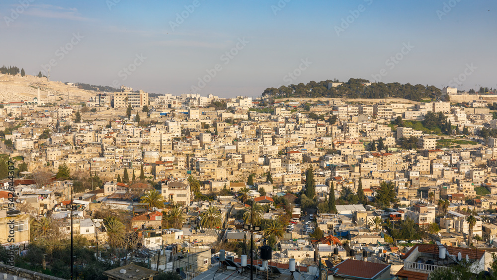 Wide view on districts of East Jerusalem