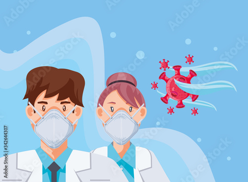 doctors with medical mask explain how prevent the spread of covid 19