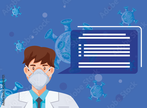 doctor with medical mask explain how prevent the spread of covid 19