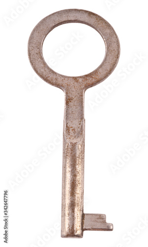 Key, metal, on a white background, vintage