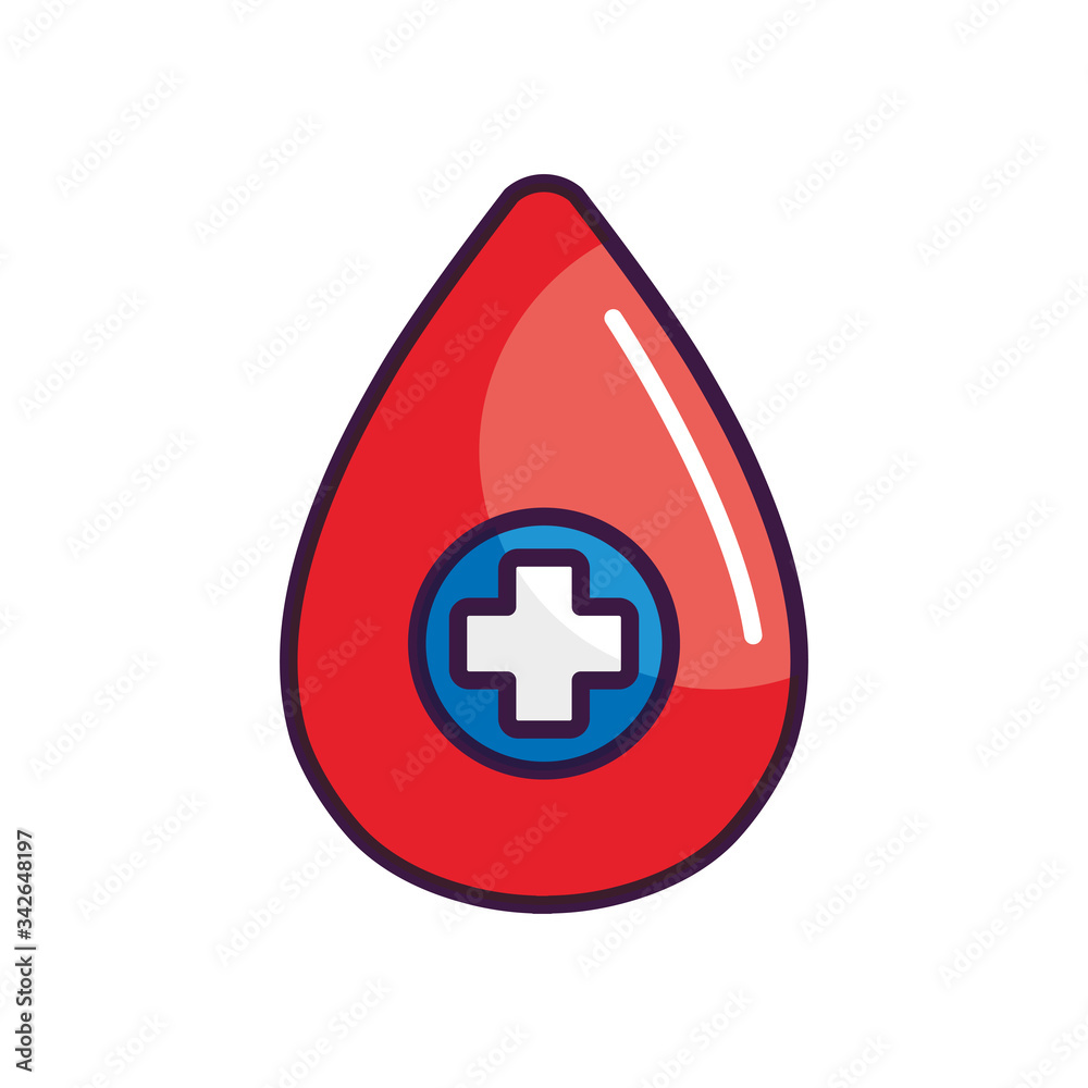 blood drop with medical cross icon, line color style blood drop with medical cross icon, line color style