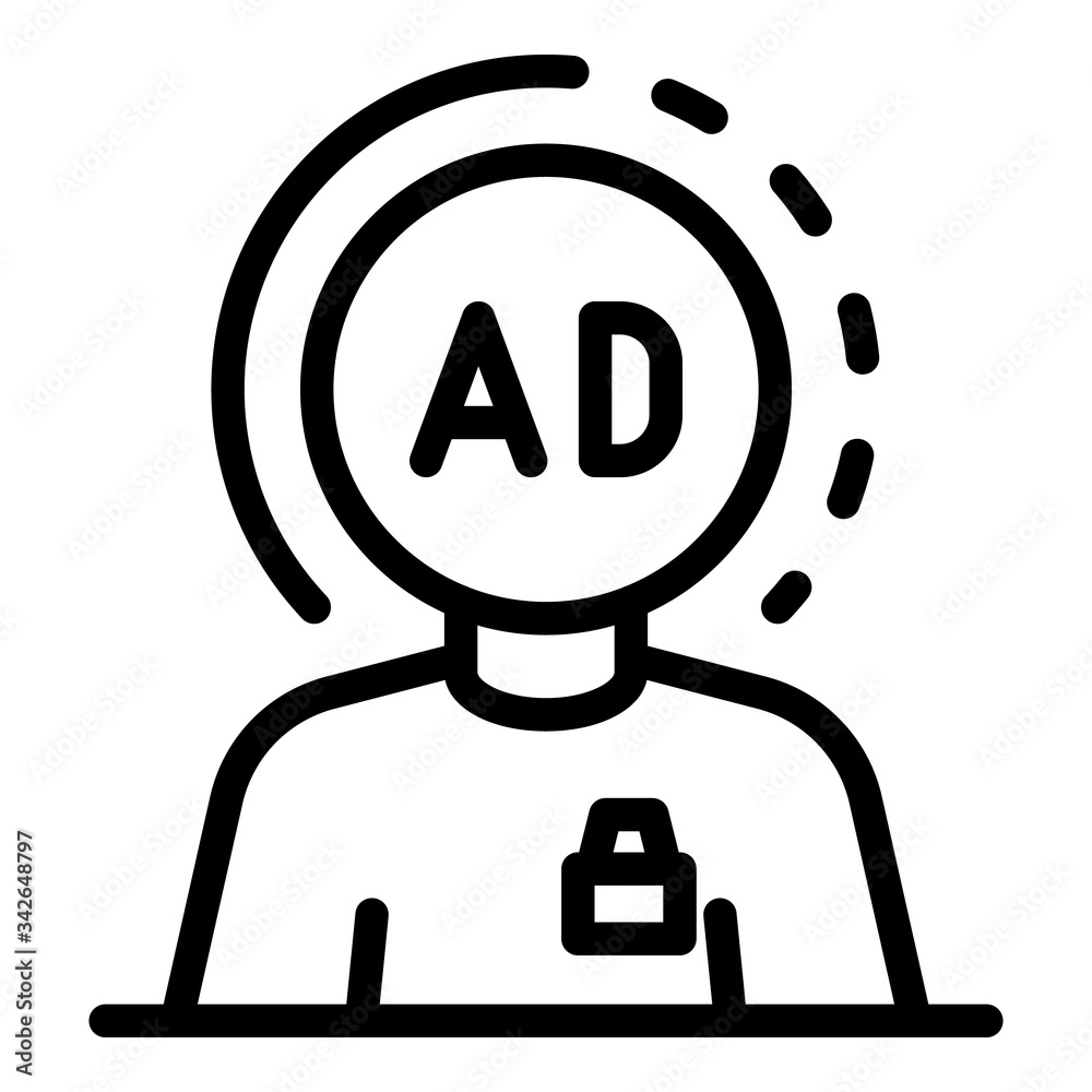 Obraz premium Marketing expert and ad icon. Outline marketing expert and ad vector icon for web design isolated on white background