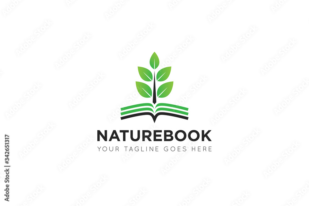 leaf book logo and icon vector illustration design template