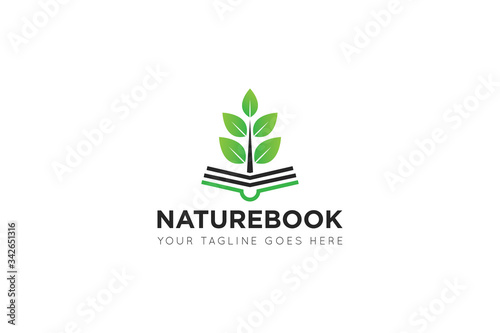leaf book logo and icon vector illustration design template