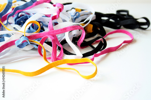 Multi-colored sewing gum.  Elastic band for sewing clothes. photo