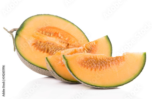 Cantaloupe,healthy fresh fruit from nature isolated on a white background.