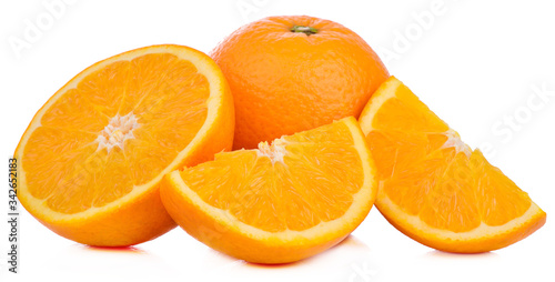 Orange slice healthy fresh fruit from nature isolated on a white background.