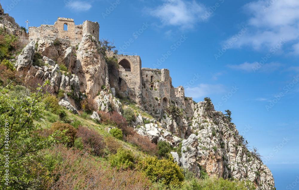 Ruins on the top of St. Hilarion castle near Kyrenia (Girne), North Cyprus