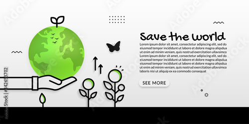 Save the world with hand hold earth background, ecology concept