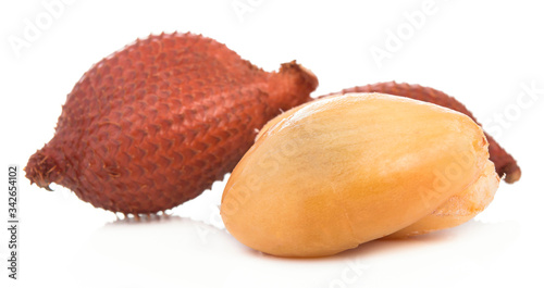 Salak Fruit set slice isolated healthy fresh fruit top view vegetable agri nature fruit isolated on a white background.