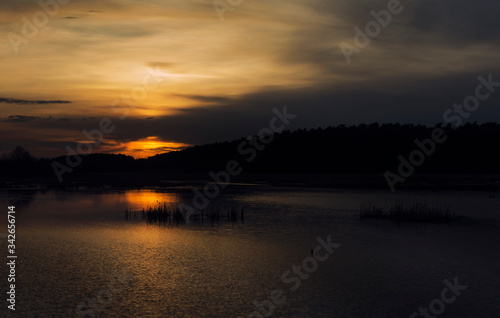 Evening Lake on Sunset in Ukraine