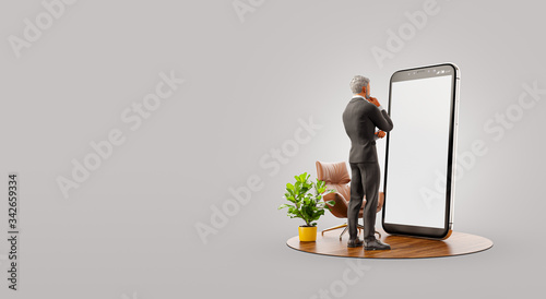 Unusual 3d illustration smart phone application