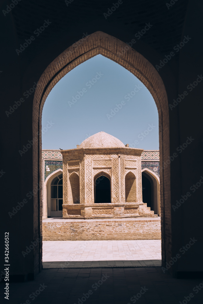 Middle Asia. Uzbekistan Bukhara. Summer. Eastern mosque. Poi Kalyan complex. Courtyard