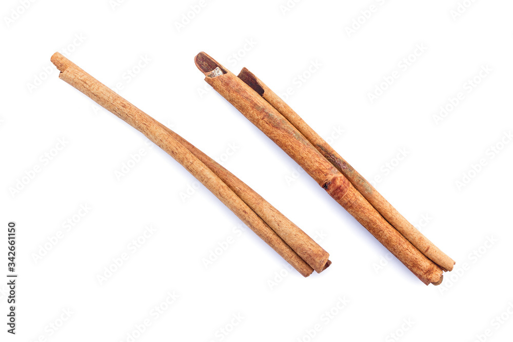 cinnamon on white background. cinnamon on white background.