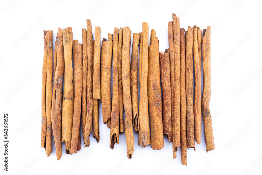 cinnamon on white background. cinnamon on white background.