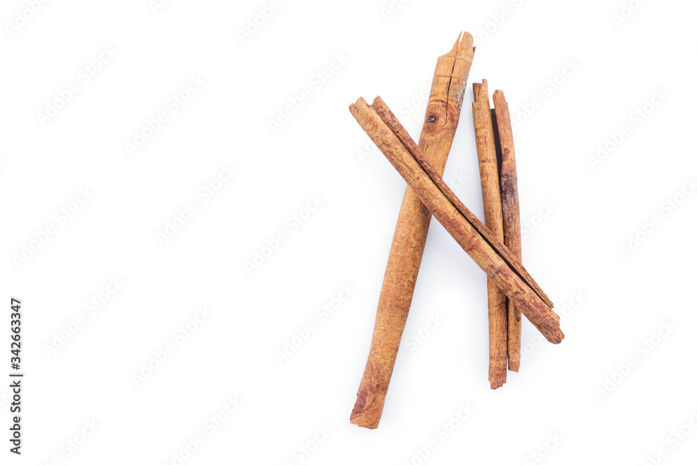 cinnamon on white background. cinnamon on white background.