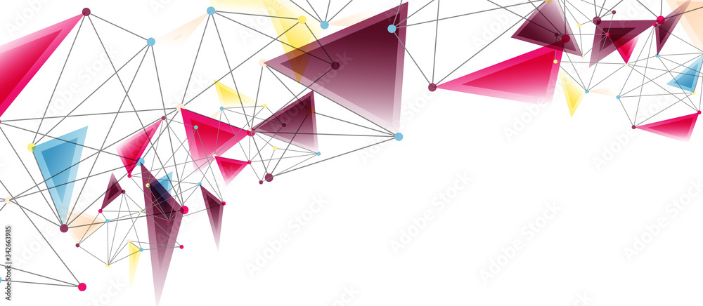 Line points connections, triangular technology design. Abstract geometric background