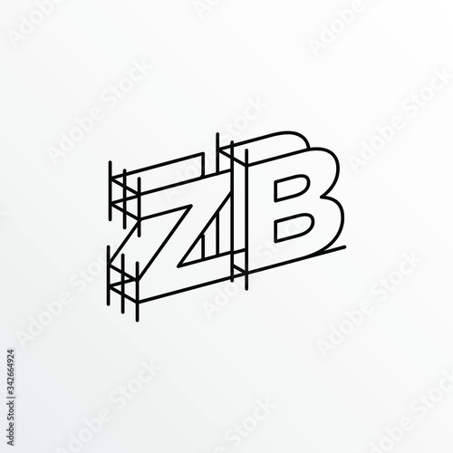 Initial Letter ZB with Architecture Graphic Logo Design