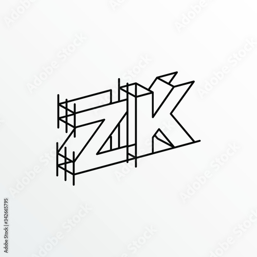 Initial Letter ZK with Architecture Graphic Logo Design