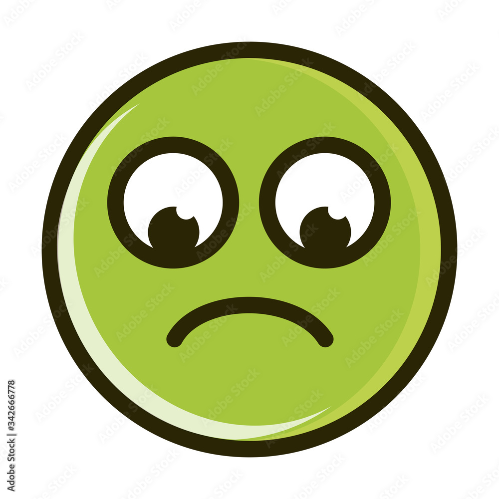 Fototapeta premium sad funny smiley emoticon face expression line and fill icon