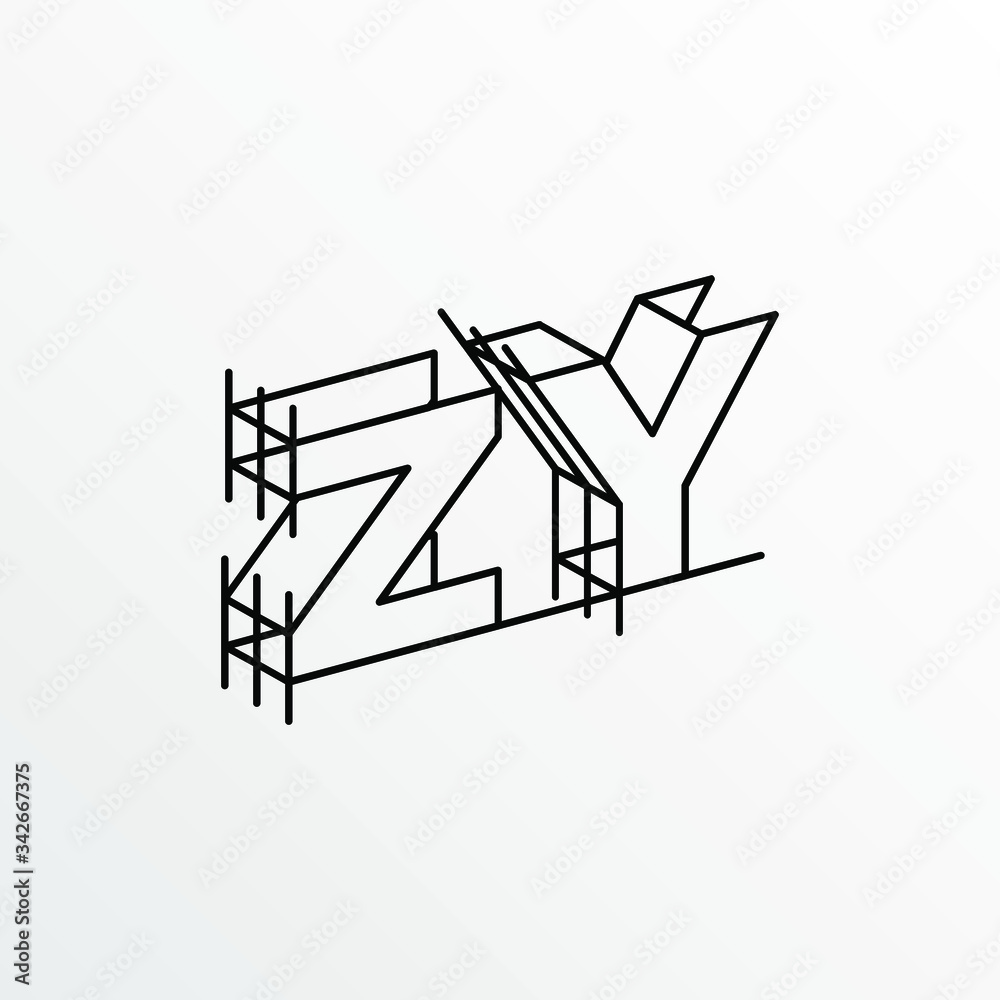 Initial Letter ZY with Architecture Graphic Logo Design Initial Letter ZY with Architecture Graphic Logo Design