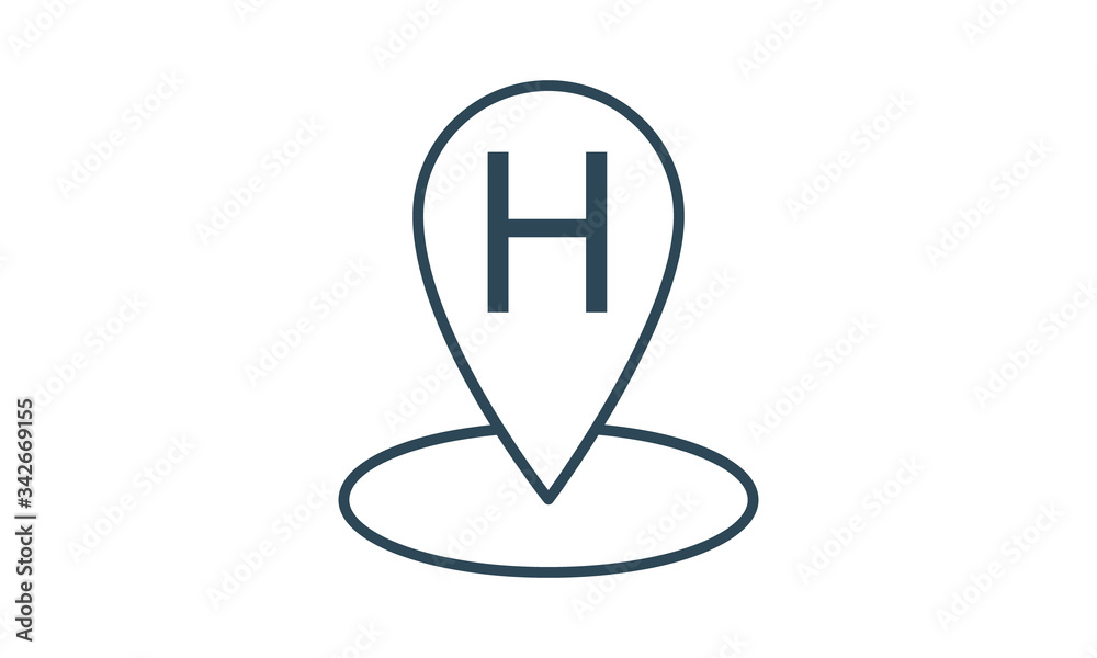 Hospital location icon for healthcare and navigation Hospital location icon for healthcare and navigation