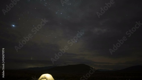 Tent and night sky timelapse