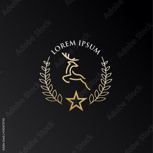 Fototapeta Naklejka Na Ścianę i Meble -  gold, luxury, simple, deer logo. modern icon, template design