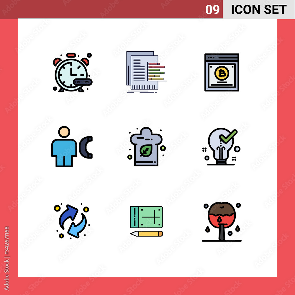 Set of 9 Modern UI Icons Symbols Signs for info, call, valuation, body ...