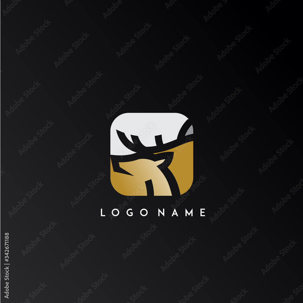 Obraz premium gold, luxury, simple, deer logo. modern icon, template design