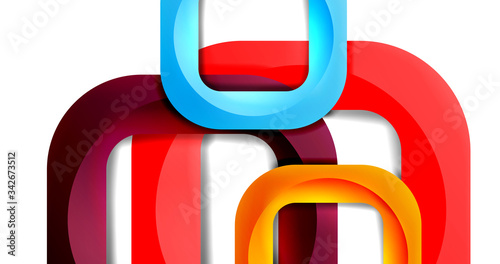 Square geometric vector abstract background, dynamic modern minimal template. Multicolored square shapes with round corners overlapping each other