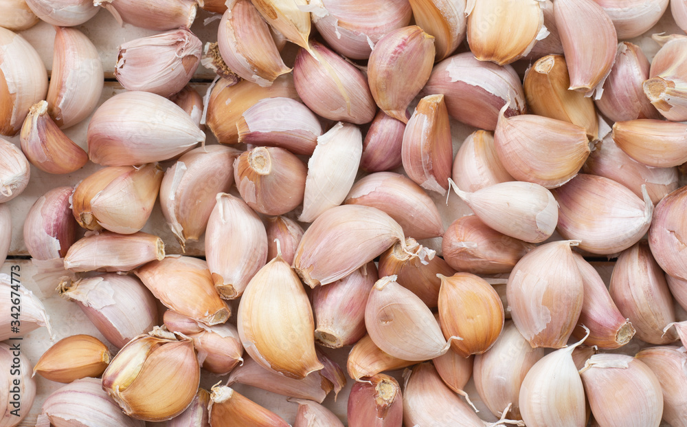 Garlic cloves with close up shot,top view.