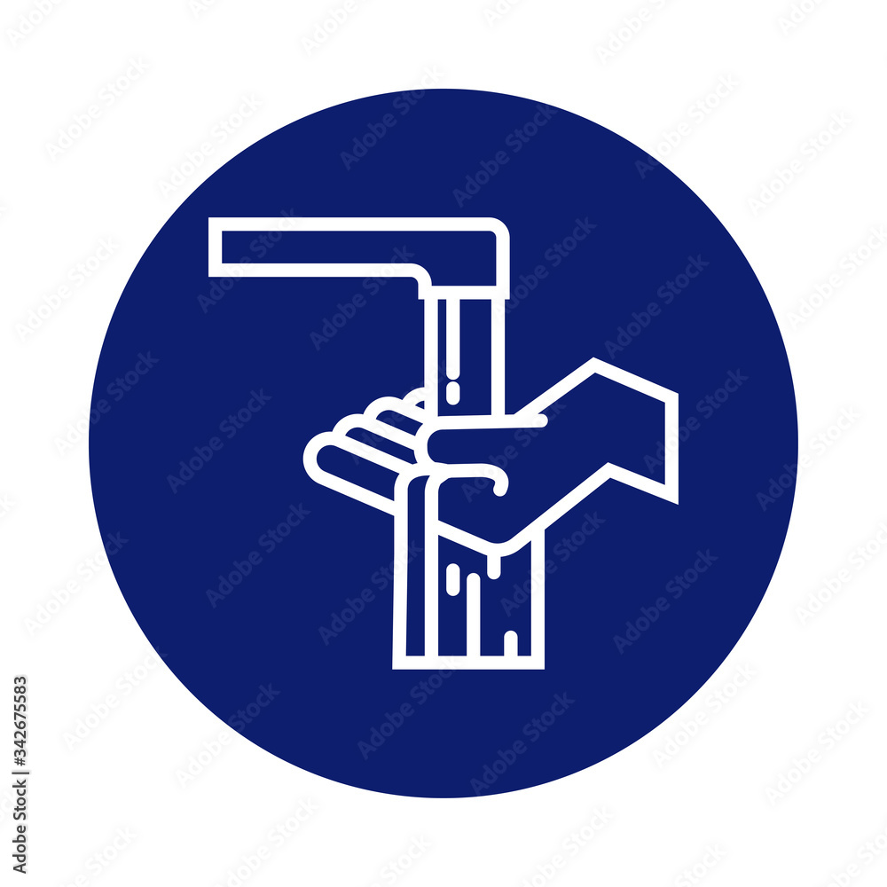 hand washing with water tap block style icon hand washing with water tap block style icon