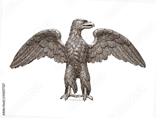Silver coat of arms eagle isolated on white background