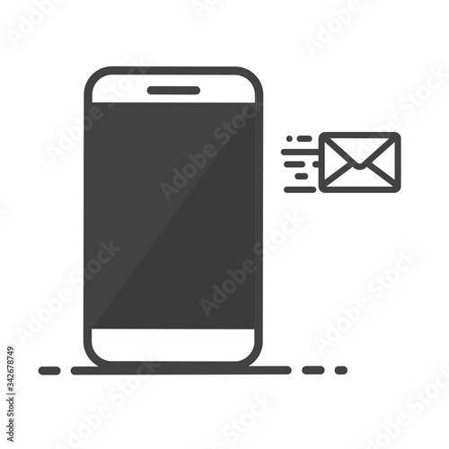Mobile phone text messaging icon Isolated on white background.